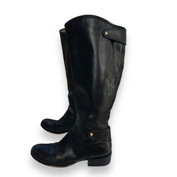 CORSO COMO Womens Black Leather Sz 8.5 Boots Riding Exposed Zipper Knee Boot - Picture 6 of 14